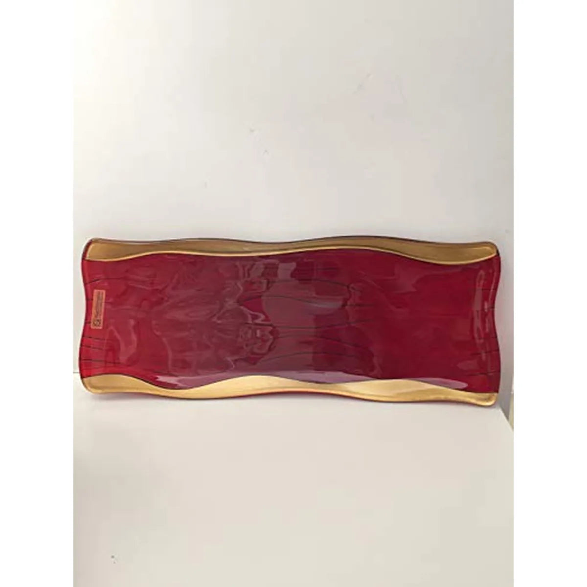 Nachtmann piatto rettangolare cristallo rosso e oro design tavola