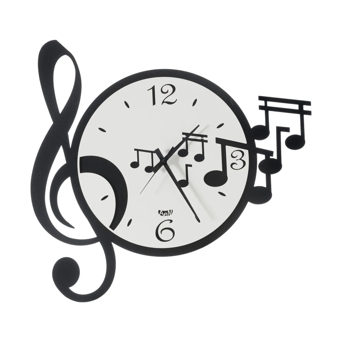 Arti & Mestieri orologio da parete design Musica ferro bianco nero fango avorio con chiave e note musicali