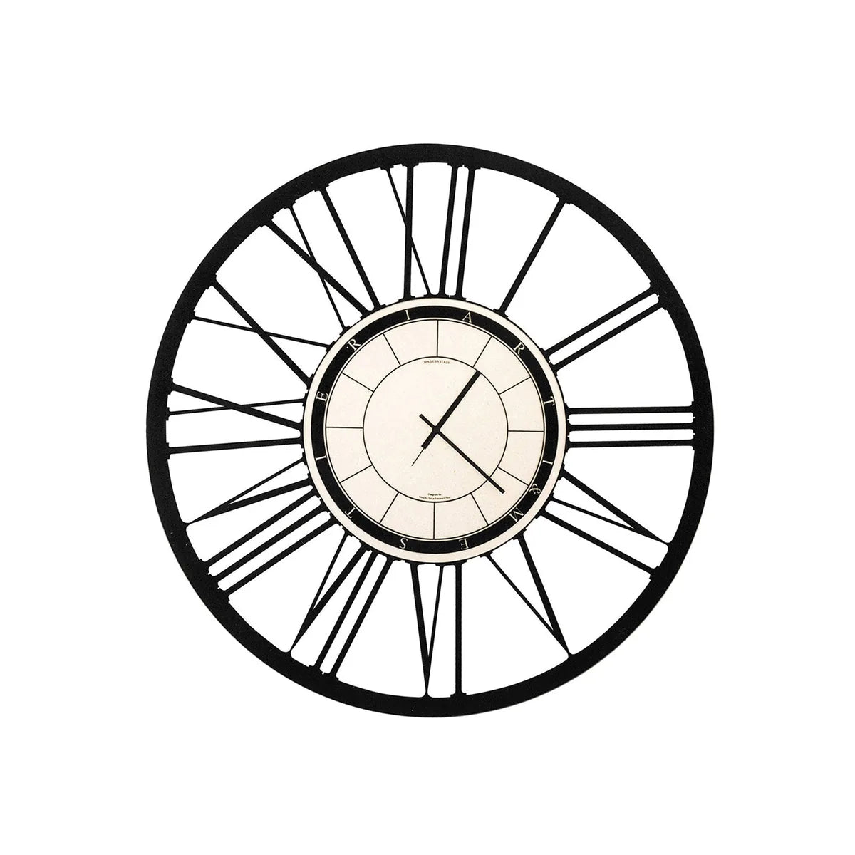 Arti & Mestieri Orologio Da Parete Design Classico Piccolo ferro Alluminio e Nero 50 cm