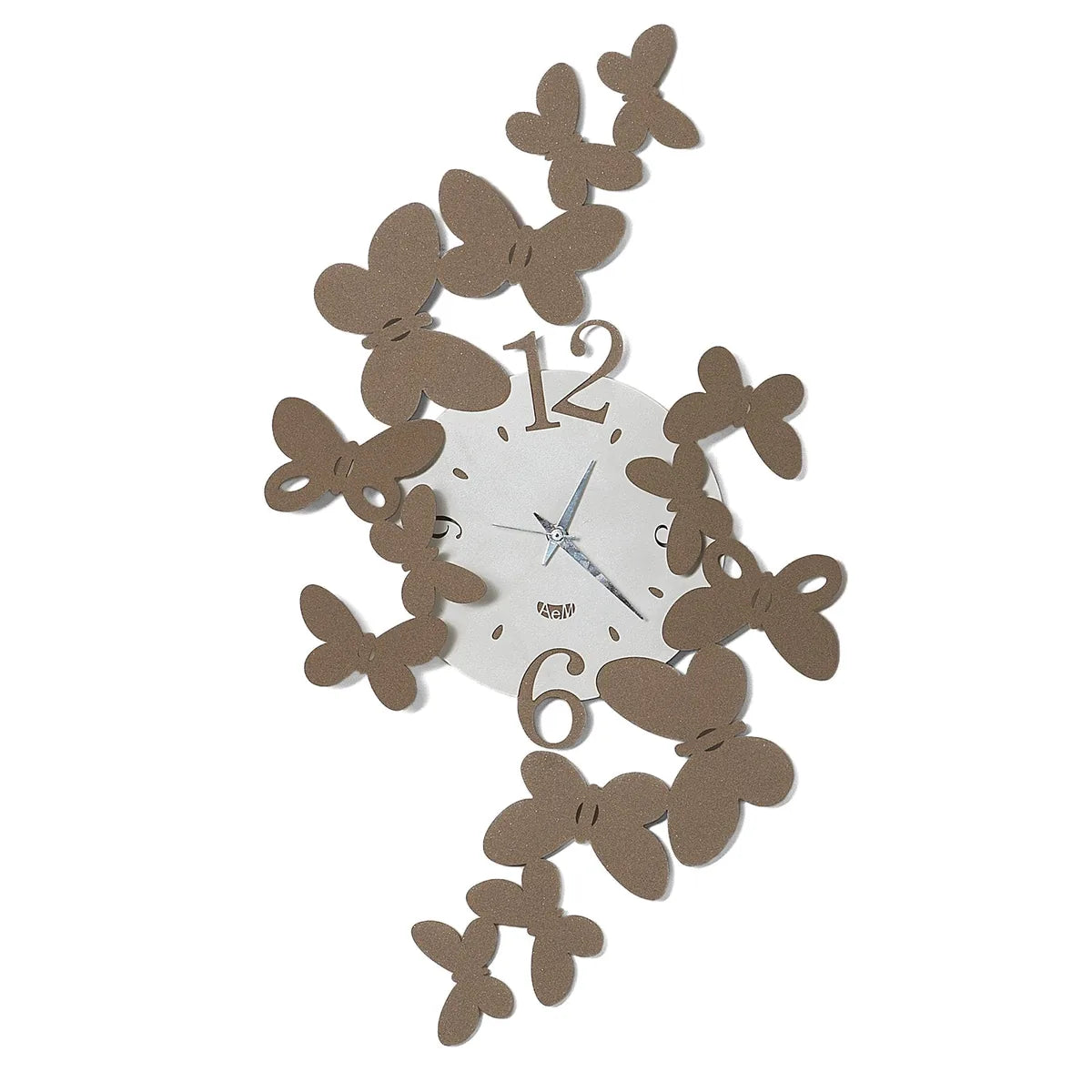 Arti & Mestieri Orologio da parete Papillon piccolo ferro farfalle Bianco Beige design italiano