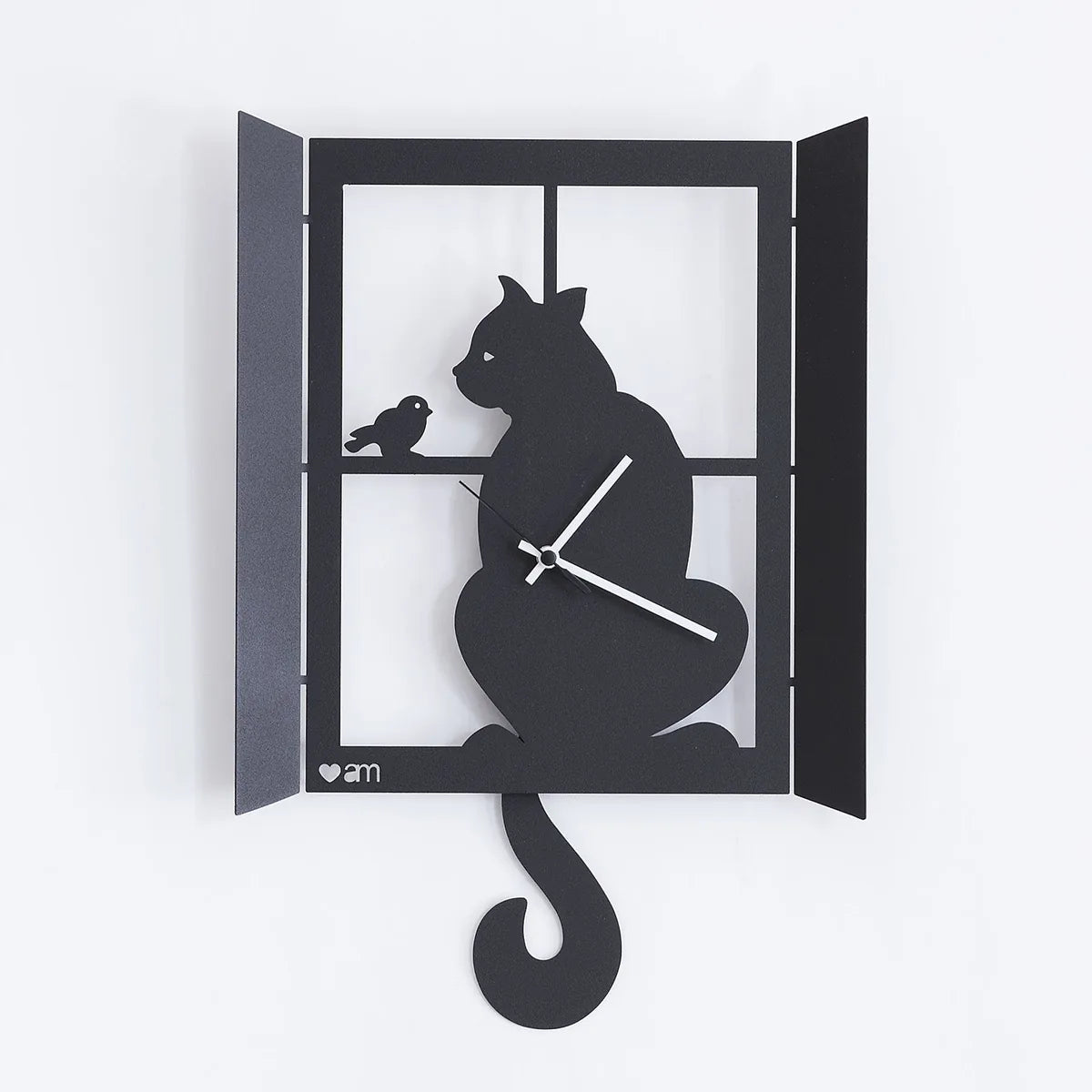Arti & Mestieri orologio a pendolo moderno Gatto Alla Finestra ferro nero
