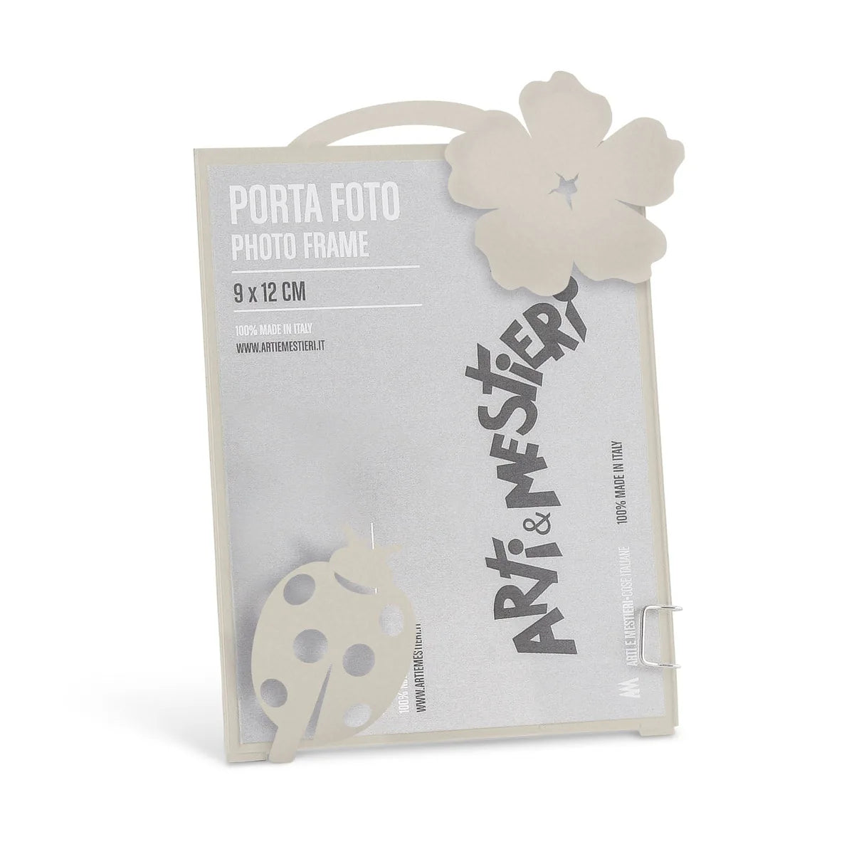 Arti & Mestieri - Bomboniera Di Design Portafoto Coccinella in ferro con decorazione coccinella e fiore - Stilmobili