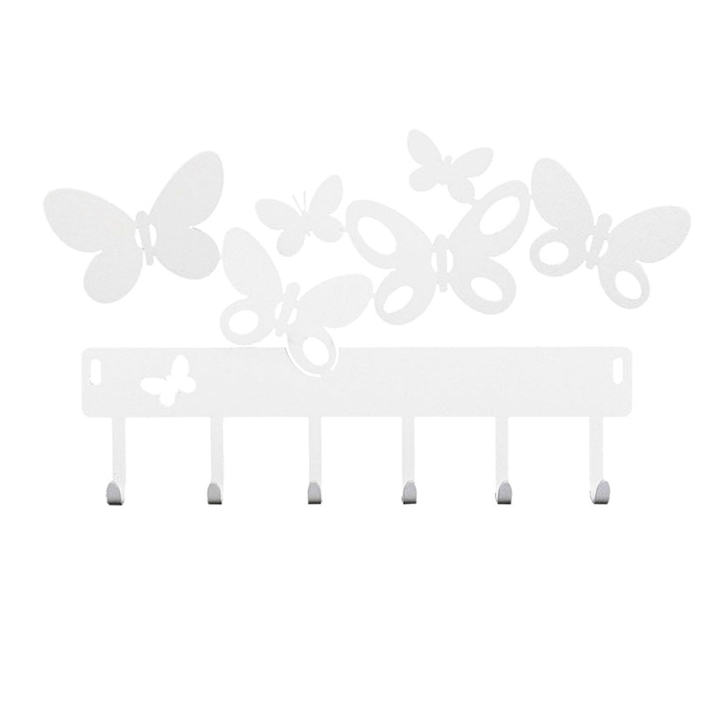 Arti & Mestieri portachiavi da parete Butterfly bianco ferro con sei ganci e farfalle decorative