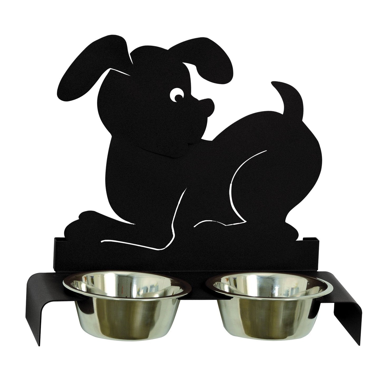 Arti & Mestieri porta ciotole per cani nero ferro battuto artigianale con sagoma cane di profilo