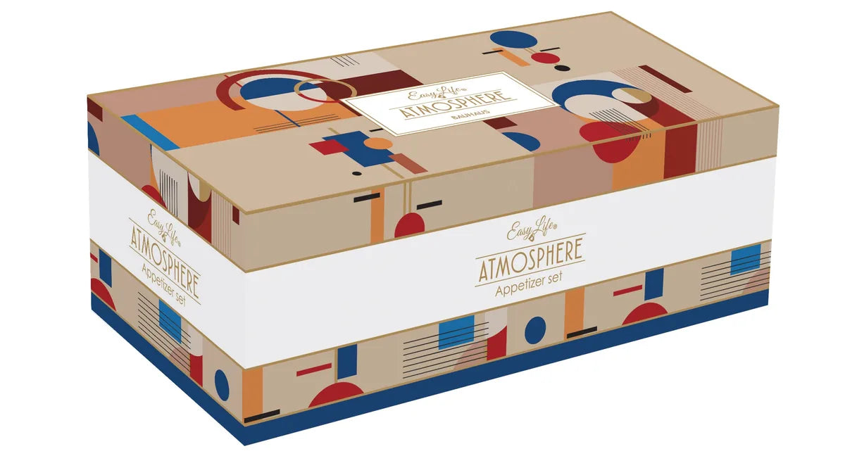 Easy Life Set Aperitivo 4 ciotole porcellana multicolore su vassoio bambou