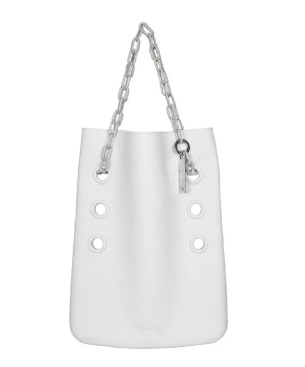 (WHITE BODY ONLY) Modular bag, versatile and transformable into 3 different combinations depending on the positioning of the handle in the eyelets — Stilmobili S.A.S.