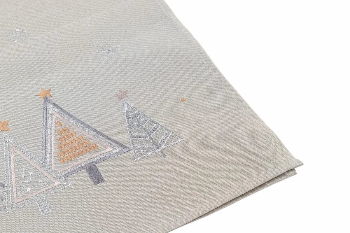 Villa d'Este Home Tivoli Albero Geometrico Xmas runner poliestere grigio e oro 40x175cm