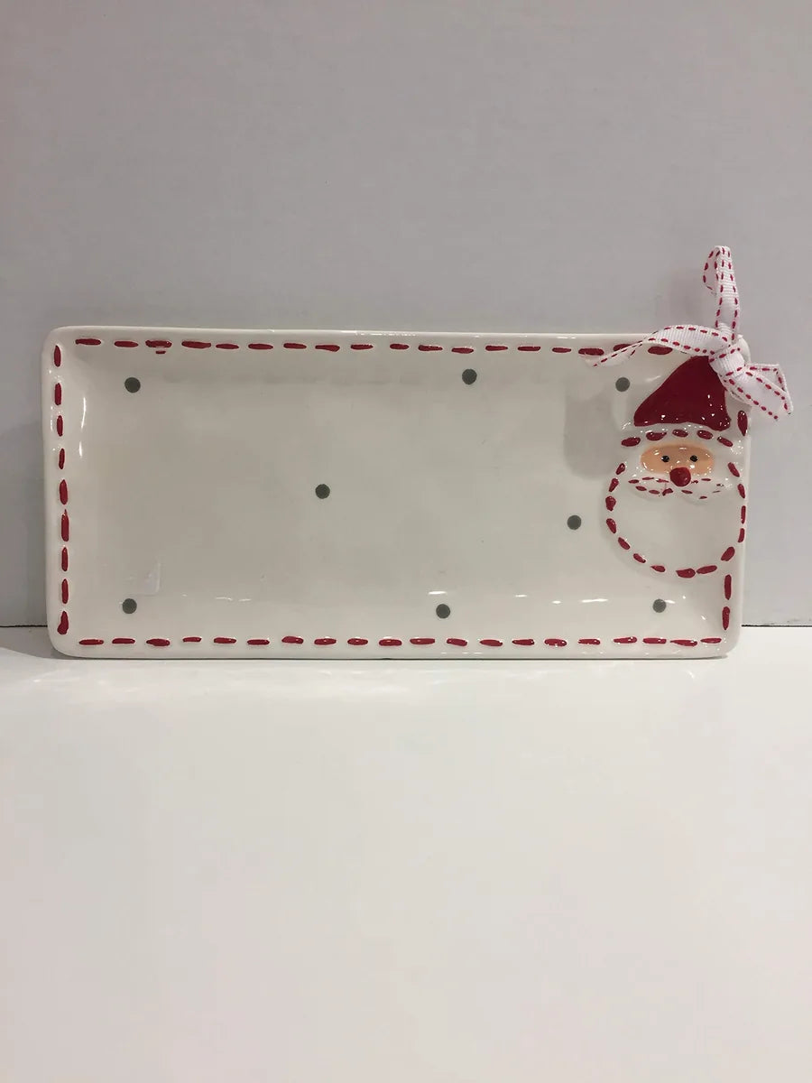 Villa d'Este Home Tivoli Vassoio Natale 24x12 cm ceramica decorazione natalizia