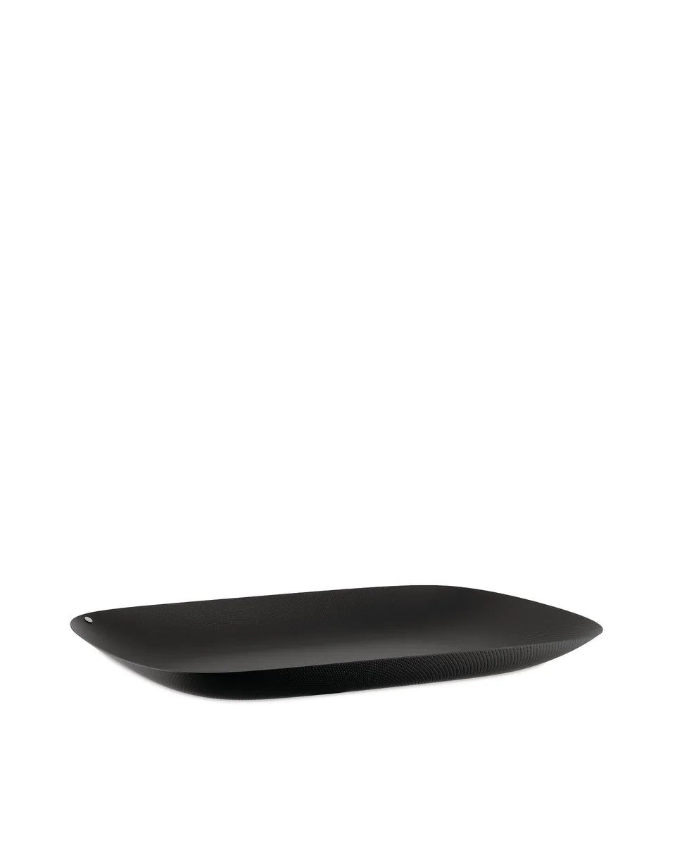 Alessi — Moiré MW70 BT | Vassoio in acciaio nero con decoro a rilievo — design italiano Alessi