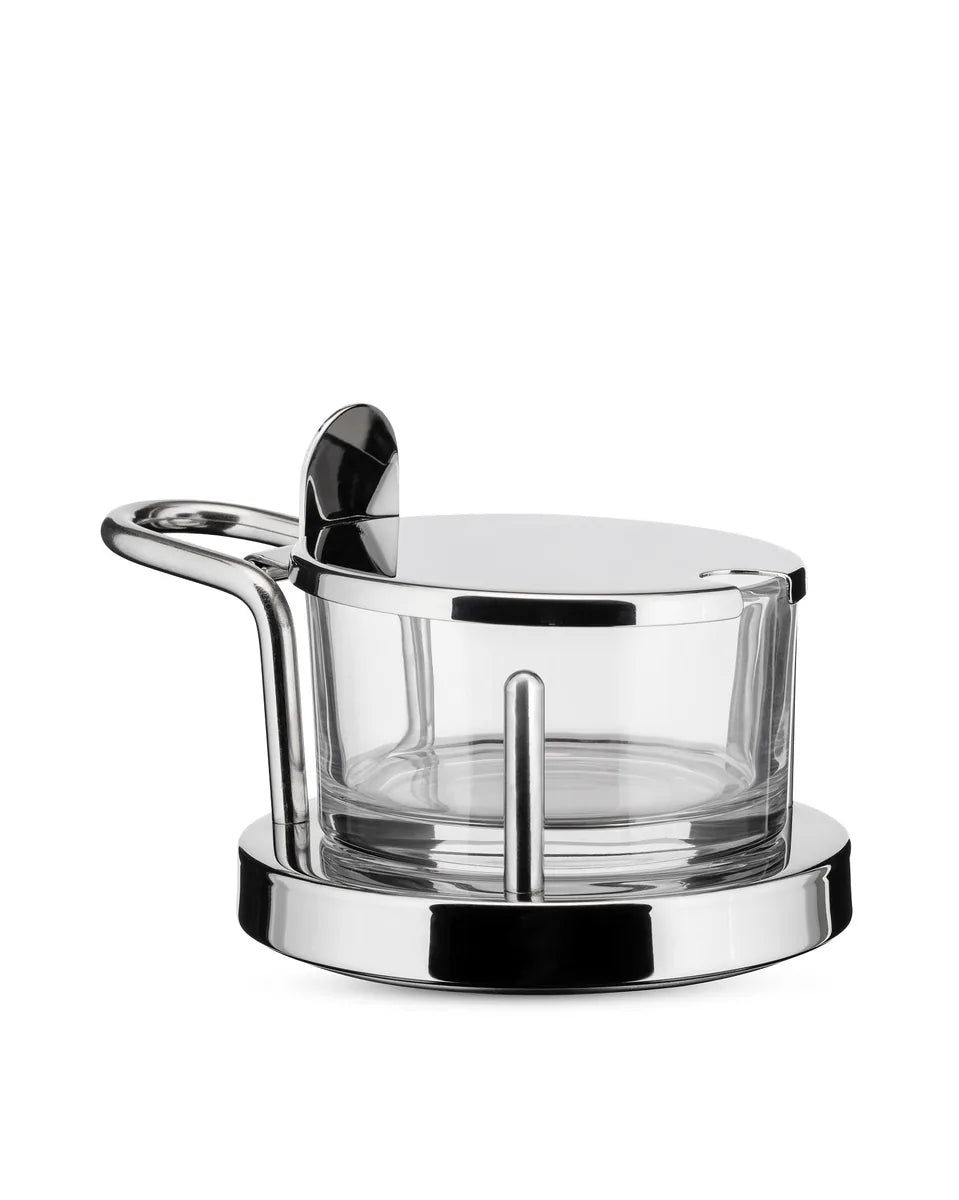 Alessi — 5071 | Formaggiera Sottsass acciaio e cristallo — design italiano Alessi