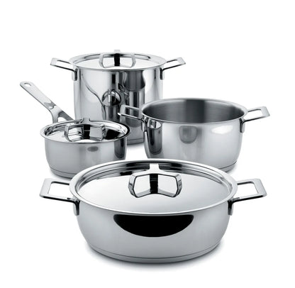 Alessi — Pots&Pans AJM100S7 | Set pentole Jasper Morrison in acciaio 1 — design italiano Alessi