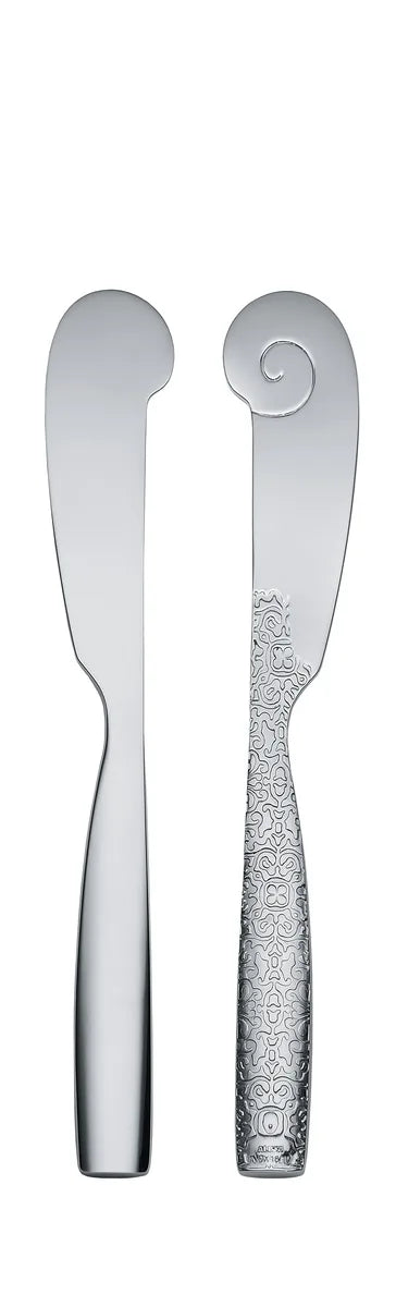 Alessi — Dressed MW03/37 | Coltello burro acciaio con decoro — design italiano Alessi
