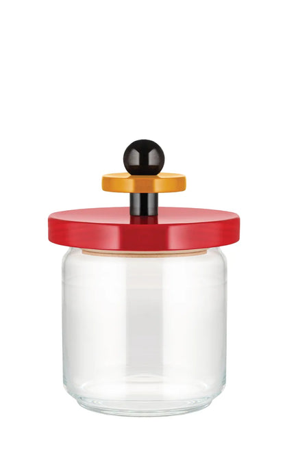 Alessi — ES16/75 | Barattolo ermetico Sottsass in vetro e faggio — design italiano Alessi