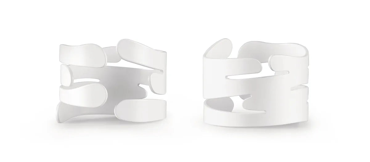 Alessi — Barkring BM17S2 W | Set 2 portatovagliolo acciaio bianco — design italiano Alessi