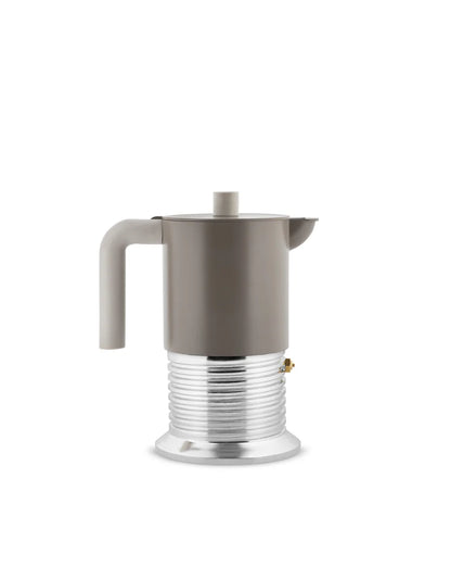 Alessi — Vite PM01/6 WG | Caffettiera Espresso Warm Grey 6 tazze — design italiano Alessi