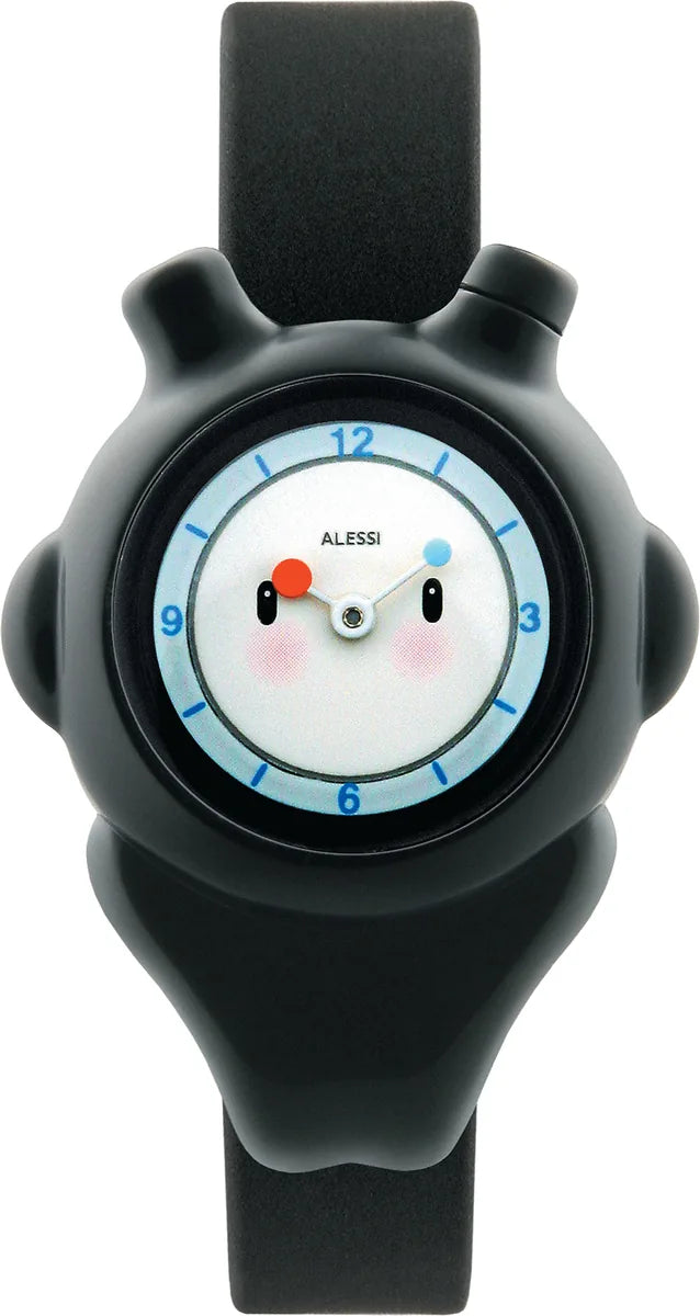 Alessi — Space-bimba AL23002 | Orologio da polso in poliuretano nero — design italiano Alessi