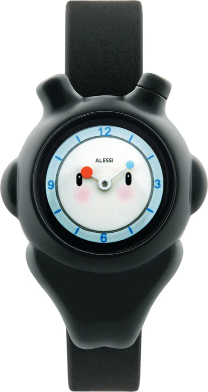 Alessi — Space-bimba AL23002 | Orologio da polso in poliuretano nero — design italiano Alessi