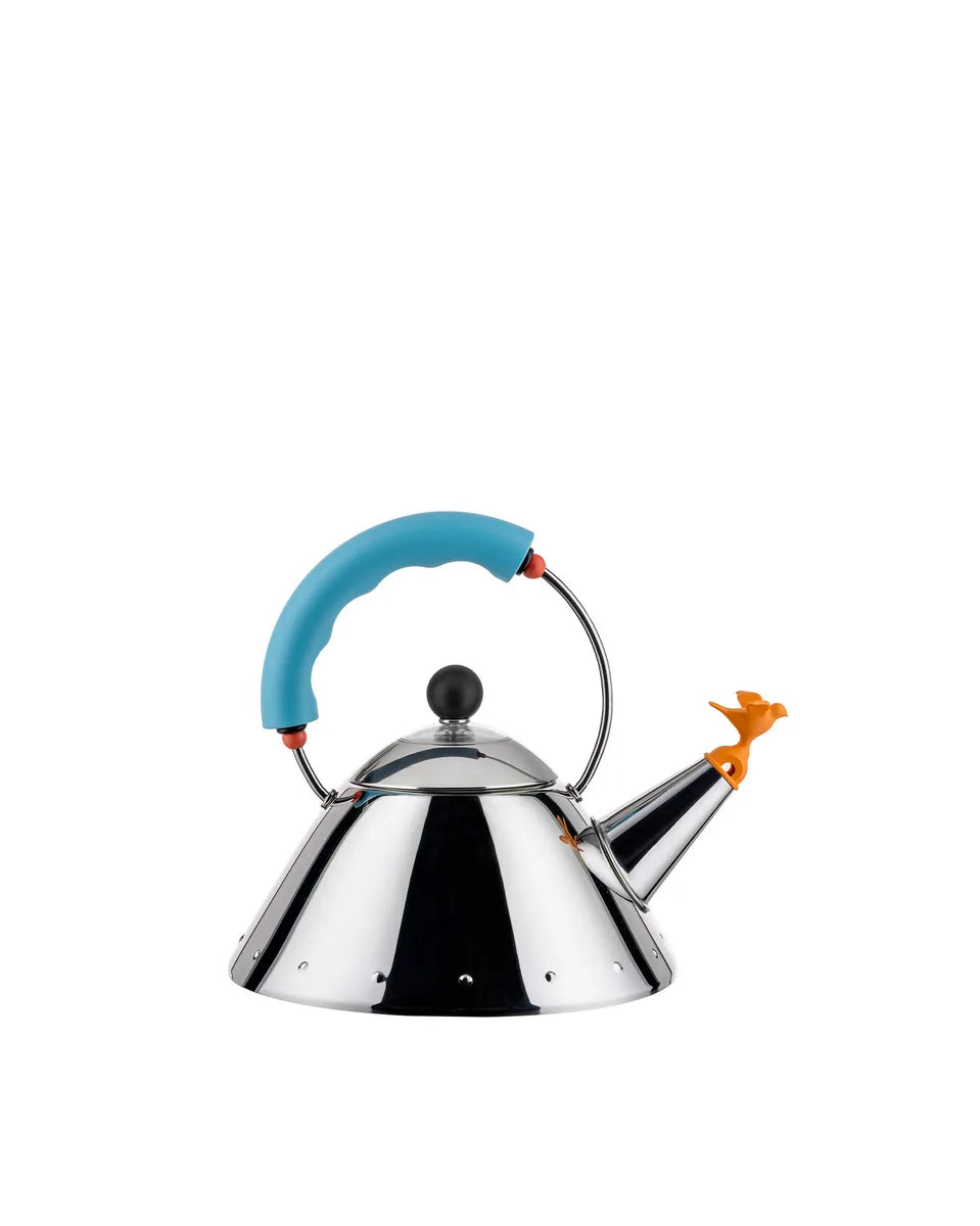 Alessi — 9093 9093/1 LAZ | Bollitore Graves con fischietto azzurro — design italiano Alessi
