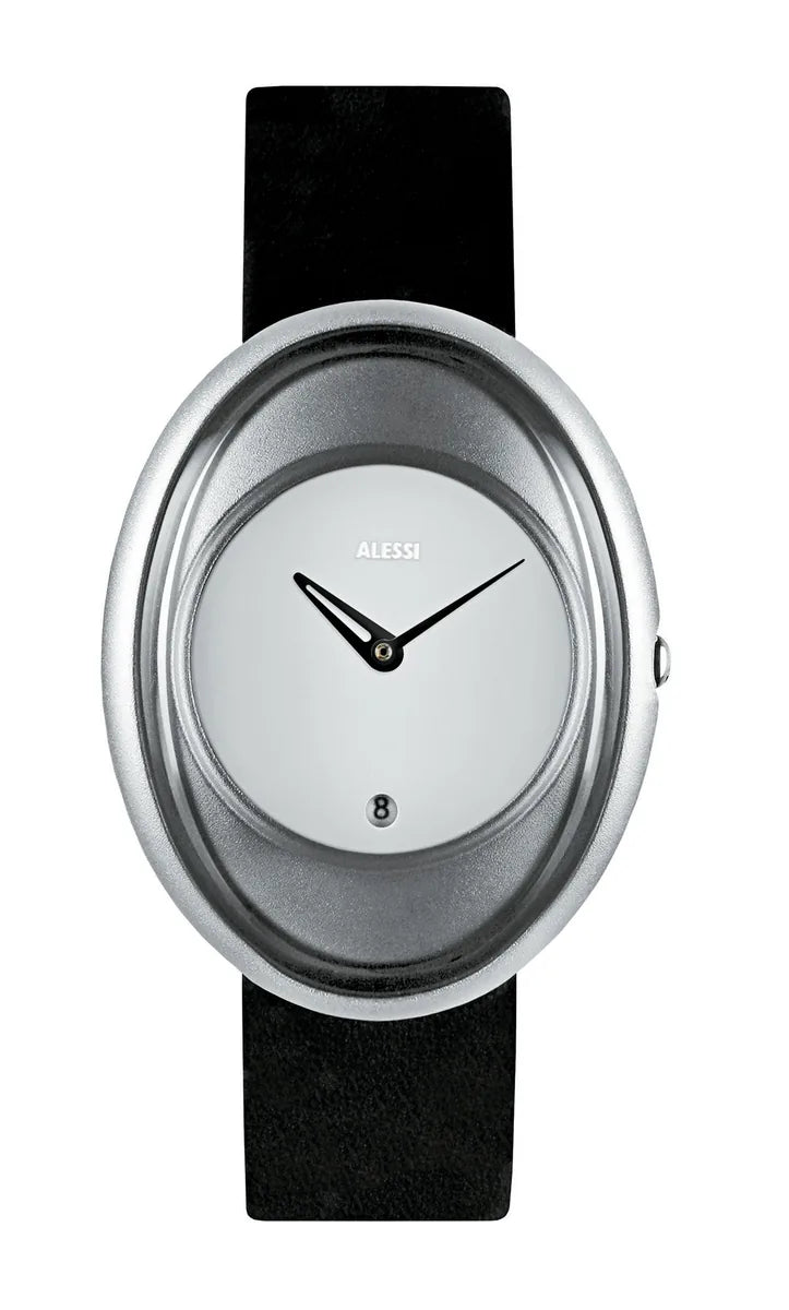 Alessi — Millennium AL19002 | Orologio da polso pelle nera e alluminio — design italiano Alessi