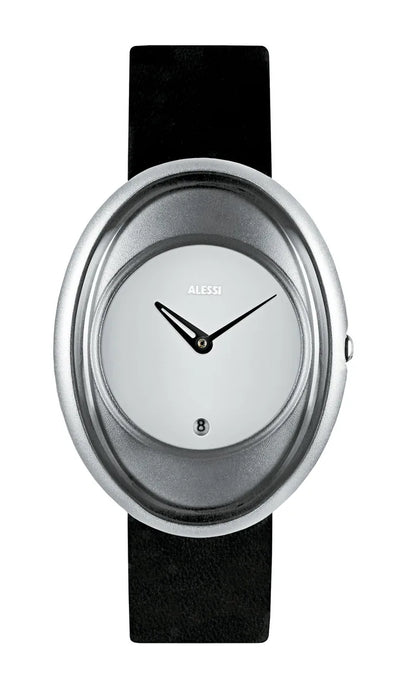 Alessi — Millennium AL19002 | Orologio da polso pelle nera e alluminio — design italiano Alessi