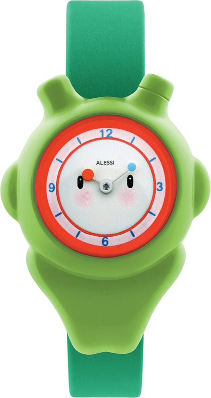 Alessi — Space-bimba AL23004 | Orologio da polso in poliuretano verde — design italiano Alessi