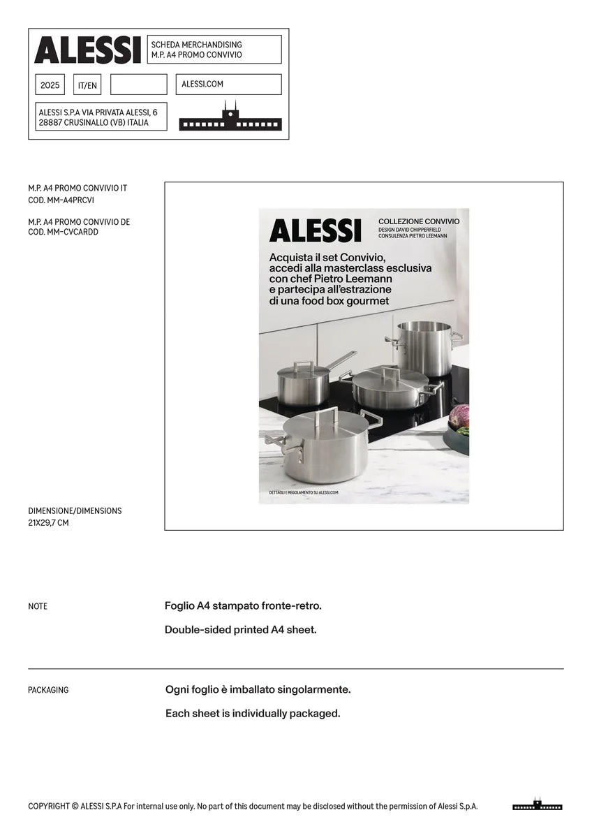 Alessi — Convivio MM-A4PRCVI | Espositore promozionale A4 cartotecnica — design italiano Alessi