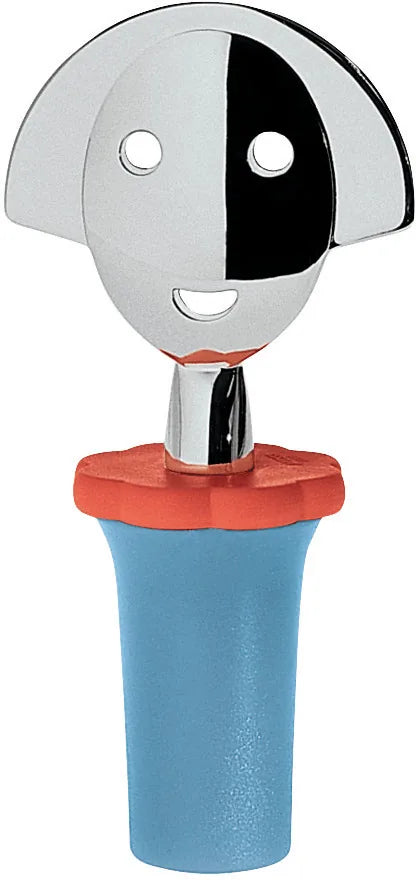 Alessi — Anna Stop 2 AAM06 AZ | Tappo vino Mendini in resina azzurra — design italiano Alessi