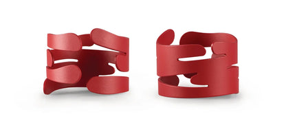 Alessi — Barkring BM17S2 R | Set 2 portatovagliolo acciaio rosso — design italiano Alessi