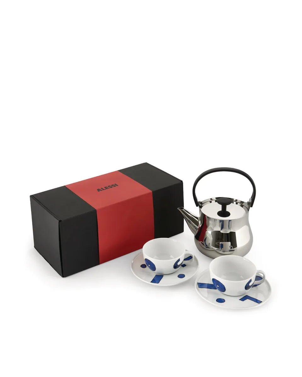 Alessi — & Tea NF01SET | Set tè Fukasawa in acciaio e porcellana — design italiano Alessi