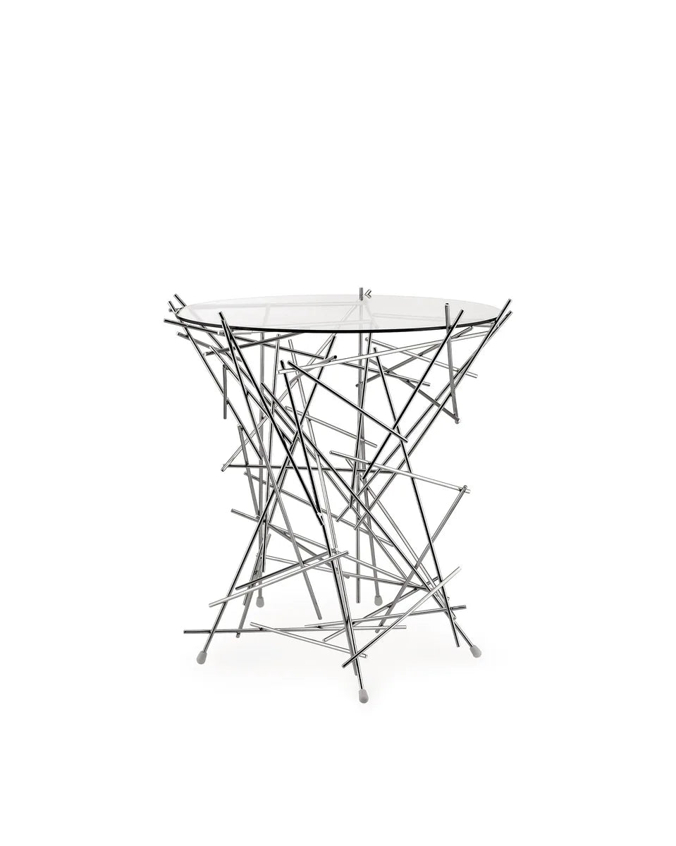 Alessi — Blow Up FC09 | Tavolino in vetro e acciaio cromato — design italiano Alessi