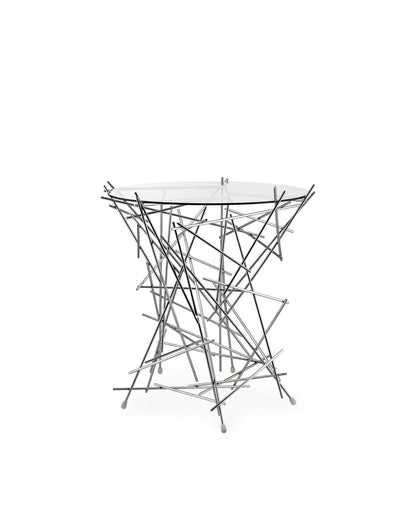 Alessi — Blow Up FC09 | Tavolino in vetro e acciaio cromato — design italiano Alessi