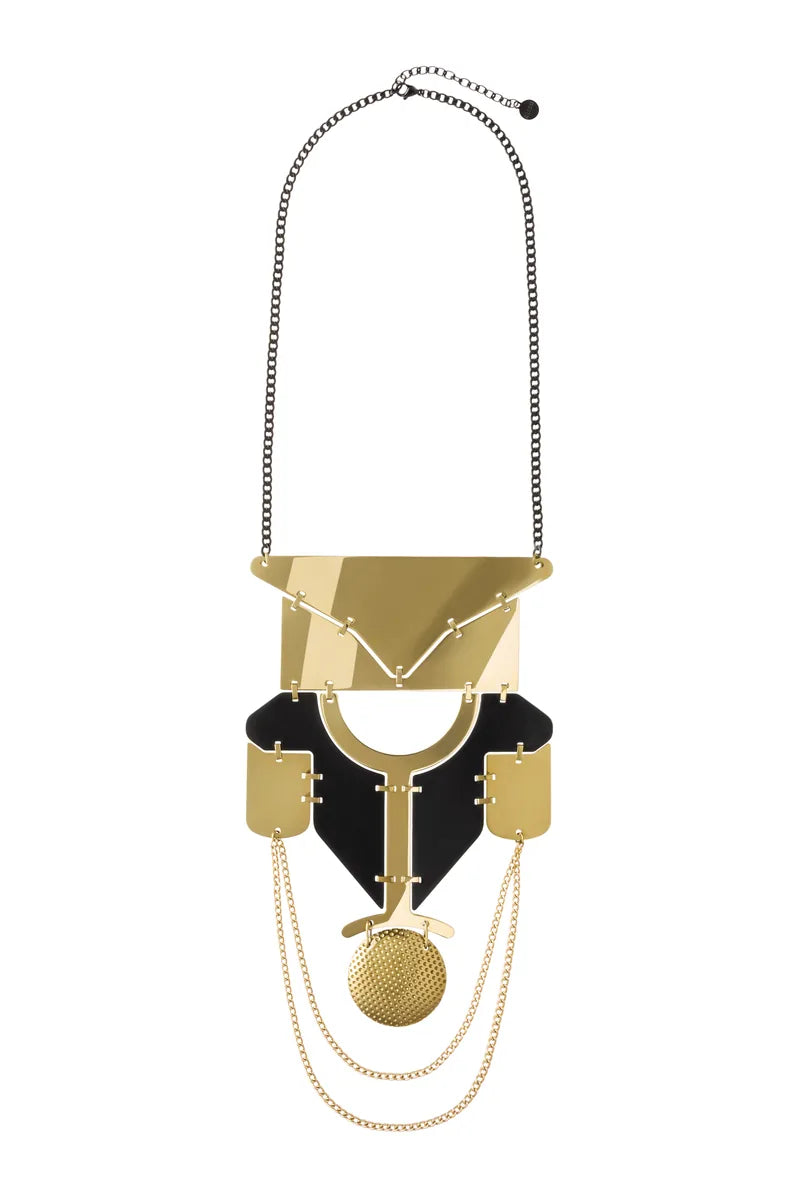 Alessi — Lorica ESA01 | Collana in acciaio PVD oro e nero — design italiano Alessi