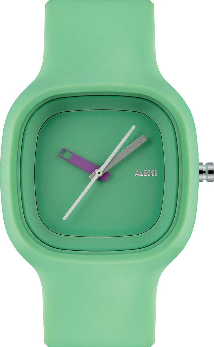 Alessi — Kaj AL10024 | Orologio da polso in poliuretano verde menta — design italiano Alessi