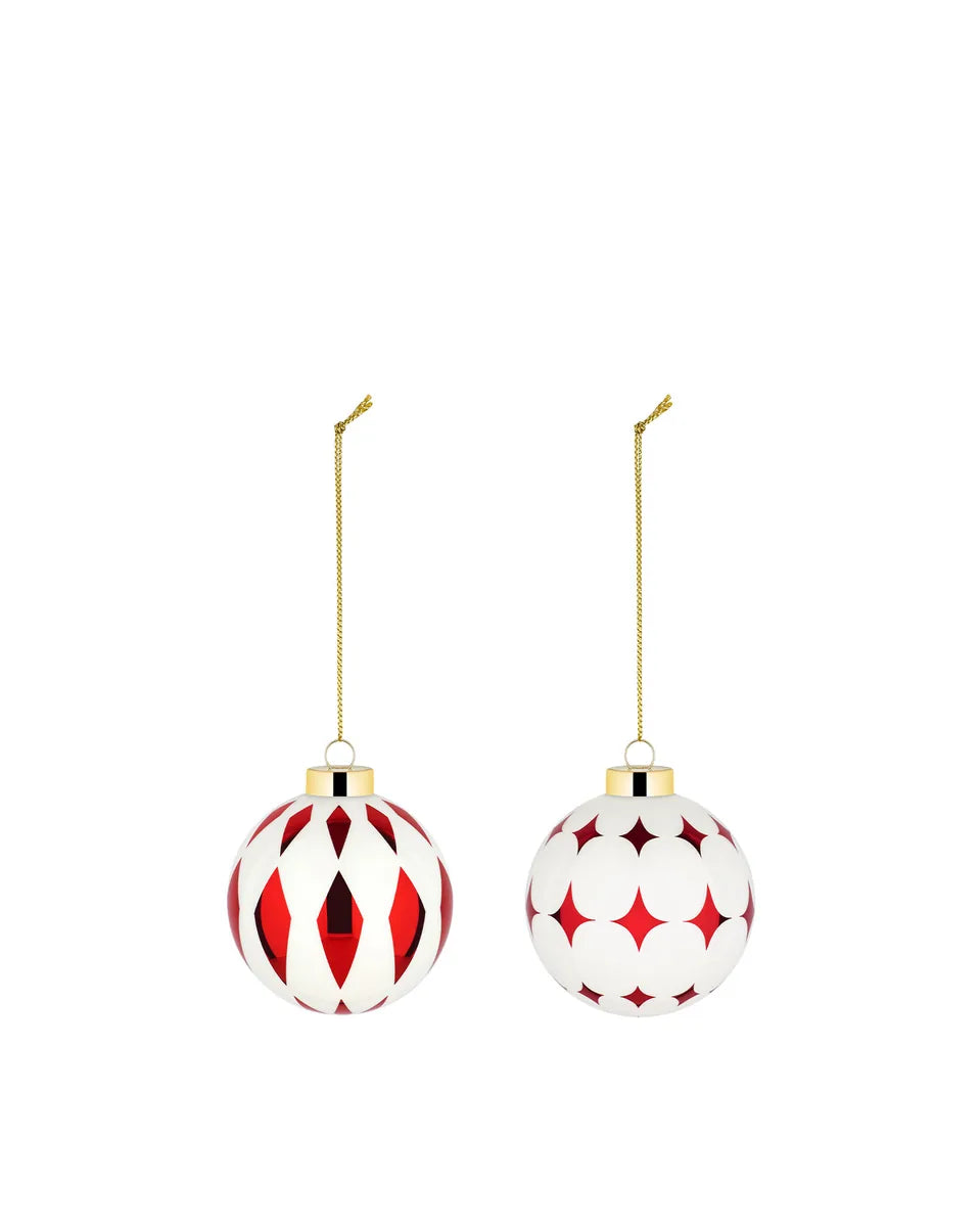 Alessi — Delight NZ04 NZ04SET3 | Set 2 sfere natalizie in vetro soffia — design italiano Alessi