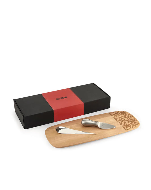 Alessi — & Cheese MW22SET | Set da formaggio legno e acciaio — design italiano Alessi