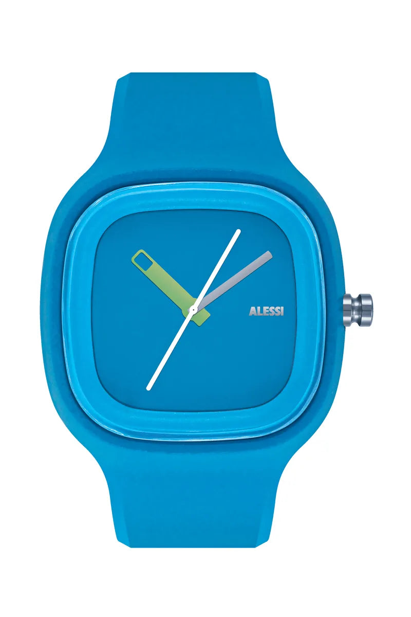 Alessi — Kaj AL10012 | Orologio da polso in poliuretano azzurro — design italiano Alessi