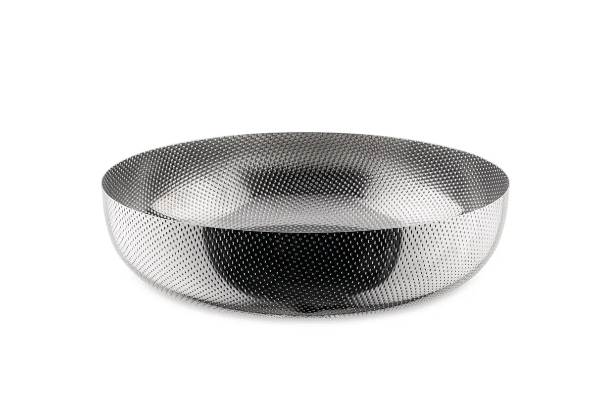Alessi — JM17/24 T | Cestino rotondo in acciaio inox con decoro — design italiano Alessi