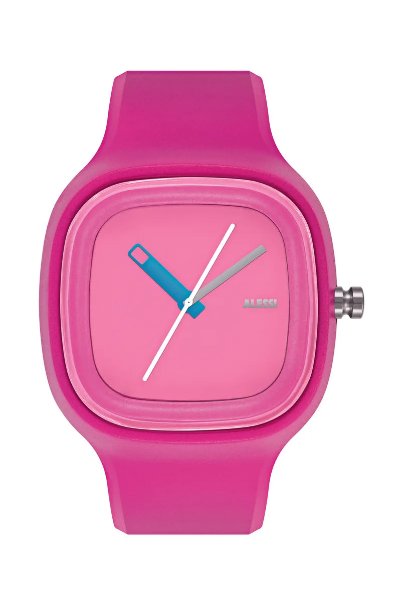 Alessi — Kaj AL10014 | Orologio da polso in poliuretano rosa — design italiano Alessi