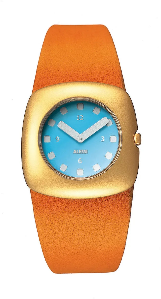 Alessi — Callisto AL2003 | Orologio da polso oro opaco e arancio — design italiano Alessi