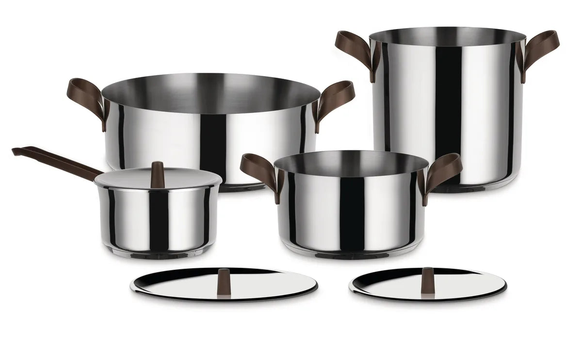 Alessi — Edo PU100S7 | Set pentole Urquiola in acciaio 18/10 — design italiano Alessi