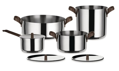 Alessi — Edo PU100S7 | Set pentole Urquiola in acciaio 18/10 — design italiano Alessi