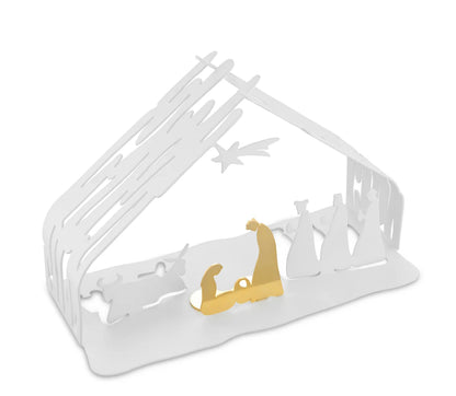 Alessi — Bark Crib BM09 W | Presepe in acciaio bianco e dorato — vista principale