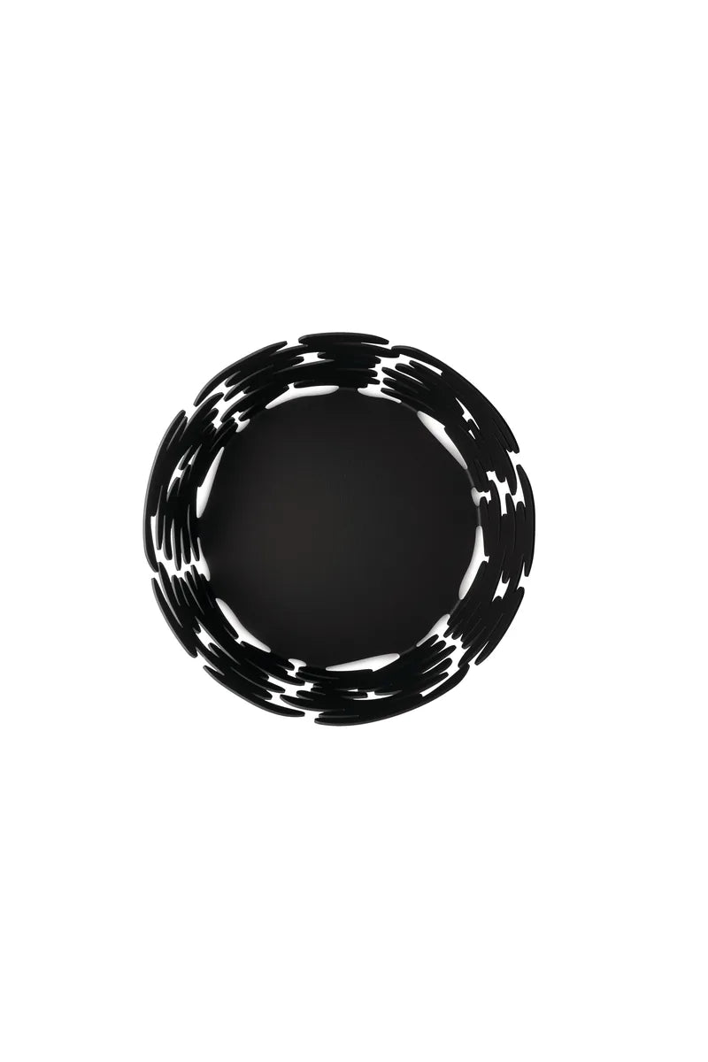Alessi — Barket BM10/18 B | Cestino rotondo in acciaio verniciato nero — vista principale