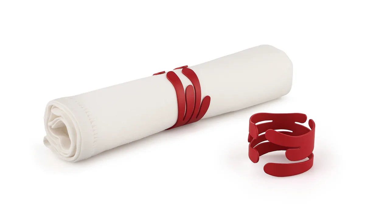 Alessi — Barkring BM17S2 R | Set 2 portatovagliolo acciaio rosso — vista principale