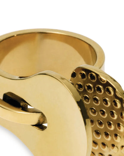 Alessi — Trama ESA03 ESA03 4S | Anello in acciaio PVD oro Salmistraro — vista principale
