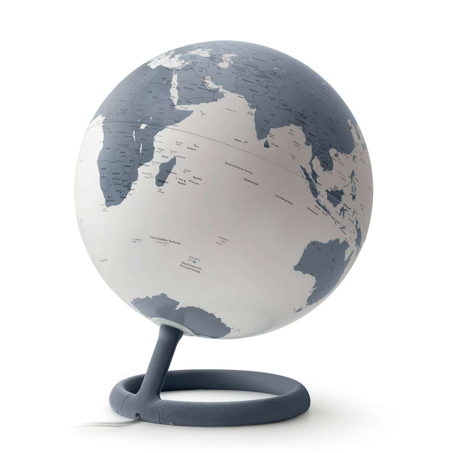 Atmosphere Evolve Velvet Pirite — sfera con cartografia e base vellutata grigio pirite