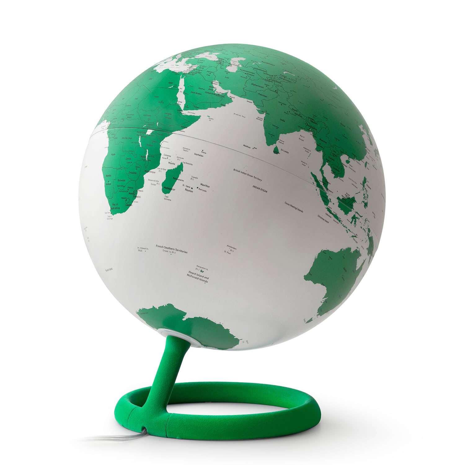 Atmosphere Evolve Velvet Giada — sfera illuminata e base vellutata verde giada