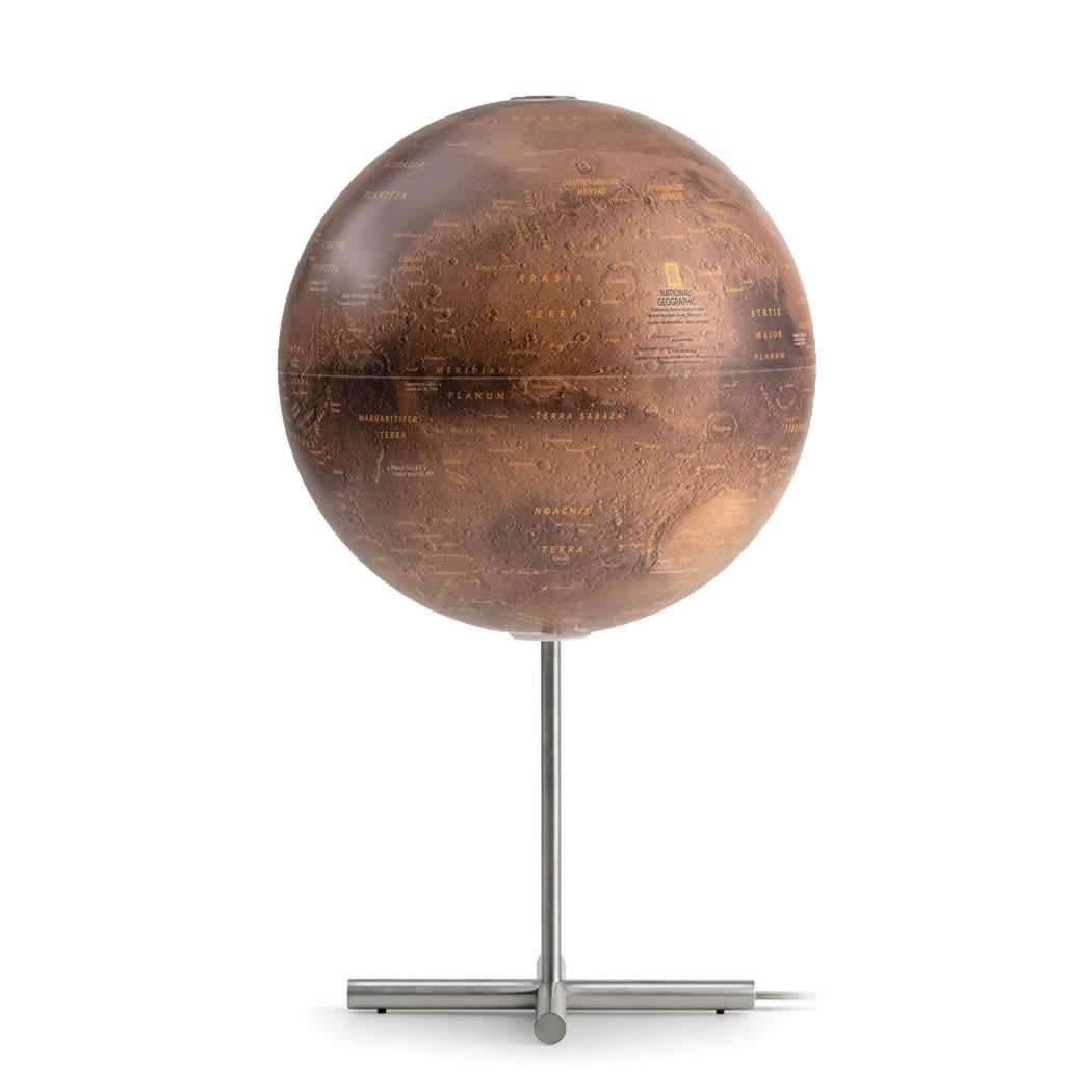 Atmosphere NG Mars Posh Edition — lampada mappamondo di Marte National Geographic, cartografia topografica