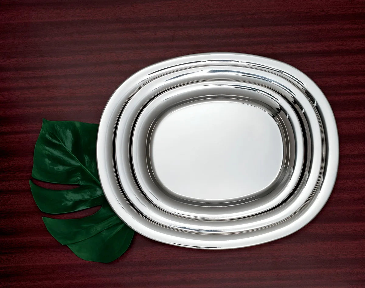 Alessi — JM13/30 L | Piatto da portata in acciaio inox Morrison — dettaglio