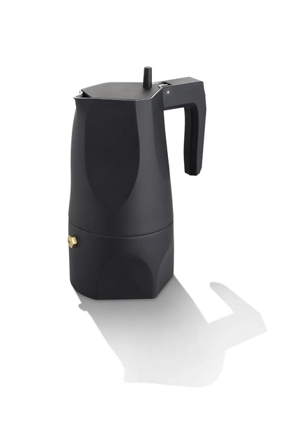 Alessi — Ossidiana MT18/3 B | Caffettiera espresso in alluminio nero — dettaglio